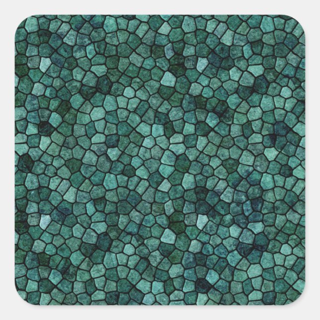 Oceanic Mosaic Crust Texture Abstract Pattern Square Sticker (Front)