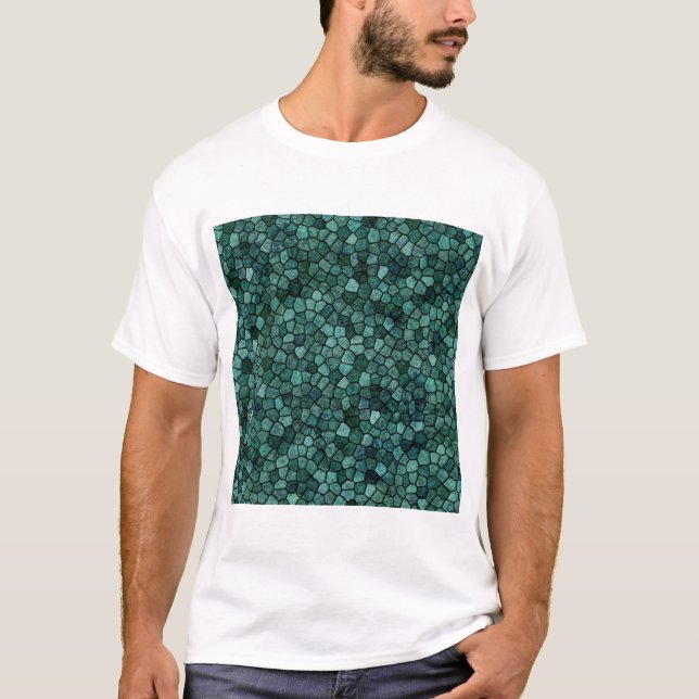 Oceanic Mosaic Crust Texture Abstract Pattern T-Shirt (Front)
