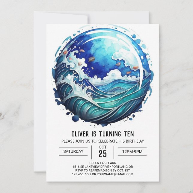  Oceanic Pastel Birthday Invitation (Front)