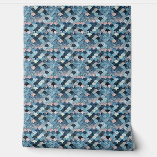 Oceanic Scales Mini - Blue, Pink, Grey - Coastal Wallpaper