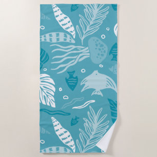 "Oceanic Serenity" Sea Blue Beach Towel