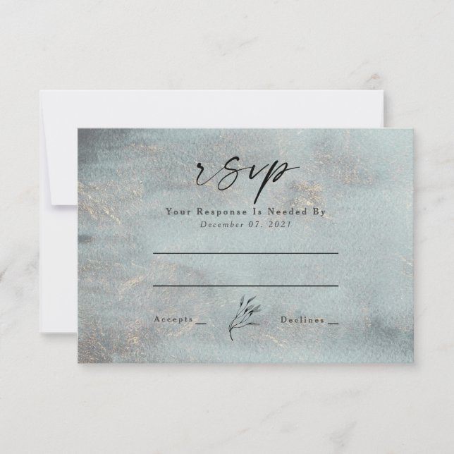 Oceanic Teal Watercolor Calligraphy Wedding  RSVP  Card (Front)