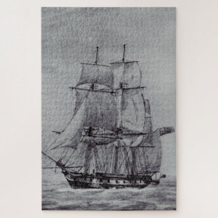 Oceanic Trek Graphic Ships Fine Art Jigsaw Puzzle