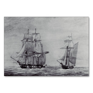 Oceanic Trek Graphic Ships Fine Art Table Number