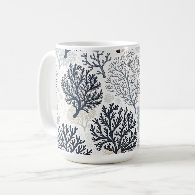 Oceanic Vibes Botanical Corals Coffee Mug (Front Left)