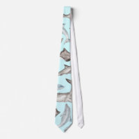 Oceanic Watercolor Fishes in Blue Black White Grey