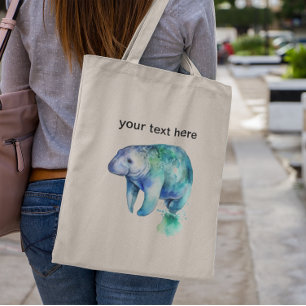 Oceanic Whisper Manatee, custom Tote Bag