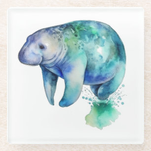 Oceanic Whisper Manatee Glass Coaster