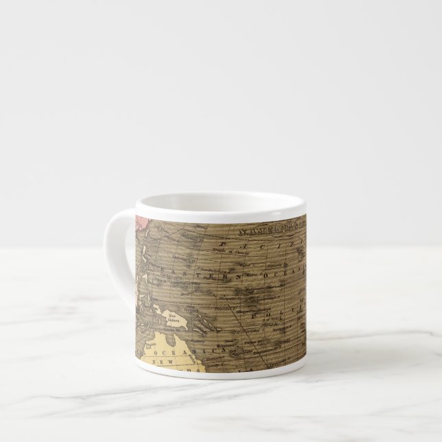 Oceanica Hand Coloured Atlas Map Espresso Cup (Front Left)