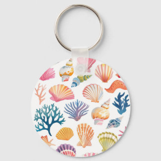 OceanModern Tropical Plant Print – Pink and Green Key Ring