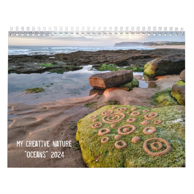 Oceans 2024 Landart Calendar pebbles beach art (Cover)