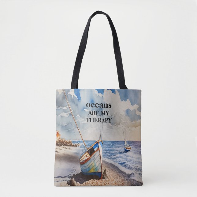Oceans are my therapy design tote bag (Front)