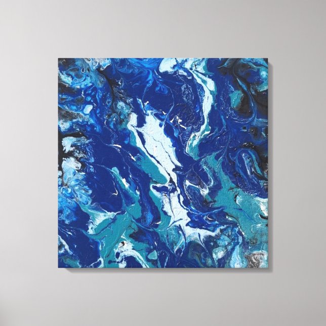 Ocean's Blue on a 24x24 Canvas Acrylic Abstract Print (Front)
