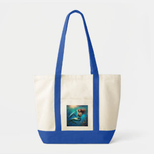 "Ocean's Dance: A Mermaid and Dolphins' Journey" Tote Bag