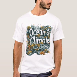 Oceans Day - Ocean and Climate Text with Coral T-Shirt