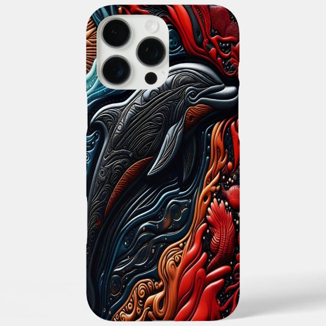 Ocean's Elegance: Dolphin Art Case-Mate iPhone Case (Back)