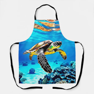 Ocean's Embrace: Sea Turtle's Journey Apron