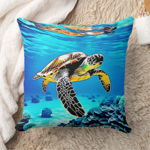 Ocean's Embrace: Sea Turtle's Journey Cushion