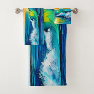 Ocean's Kiss: Sunset Waves Bath Towel Set