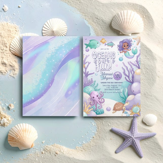 Oceans of Fun Mermaid Birthday V2 ID1142 Holiday Card (Creator Uploaded)