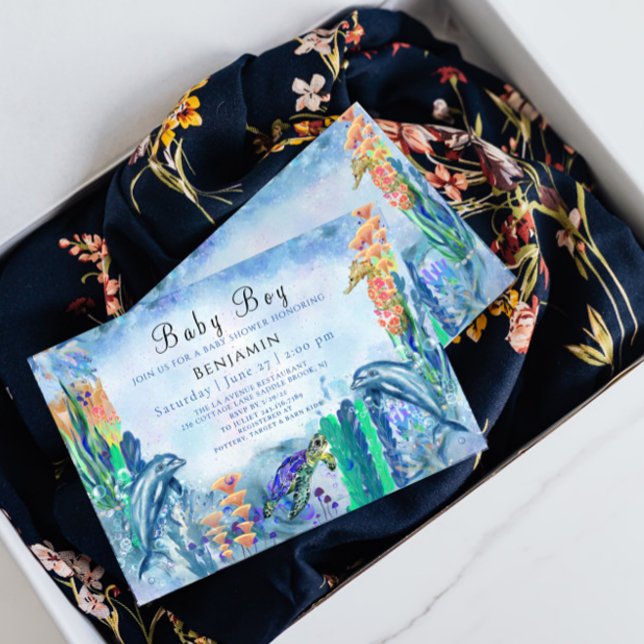 OceanSea Animals Baby Boy Shower Invitation (Creator Uploaded)