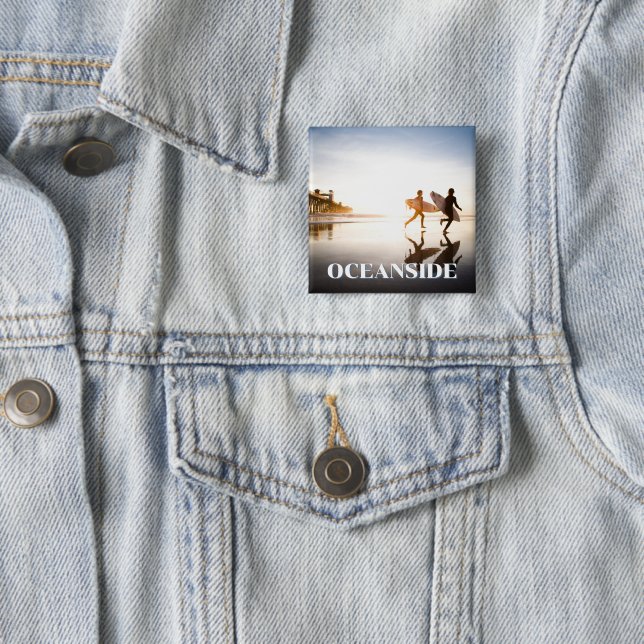 Oceanside Beach 15 Cm Square Badge (In Situ)