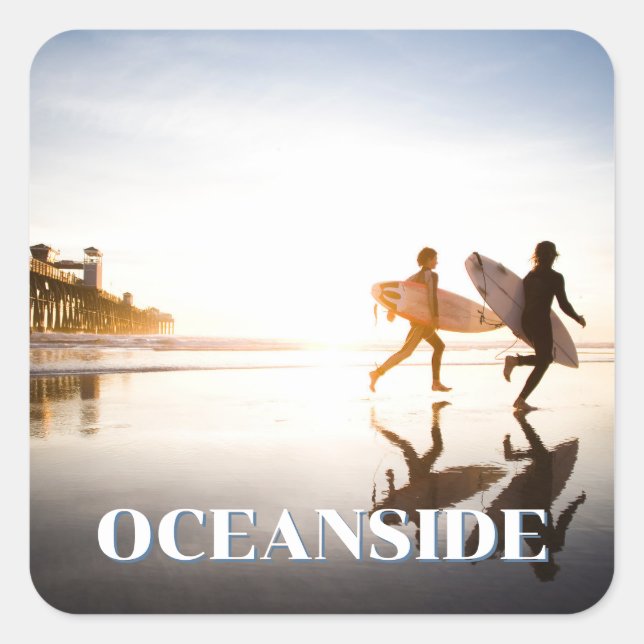 Oceanside Beach Square Sticker (Front)