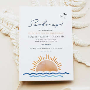 OCEANSIDE Beach Sunset Surf's Up Birthday Party In Invitation