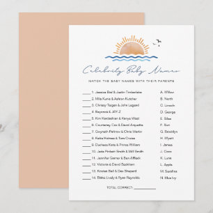 OCEANSIDE Beach Tropical Celebrity Baby Names Game Invitation