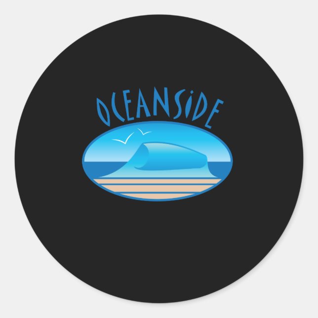 Oceanside Beach Wave Sticker (Front)