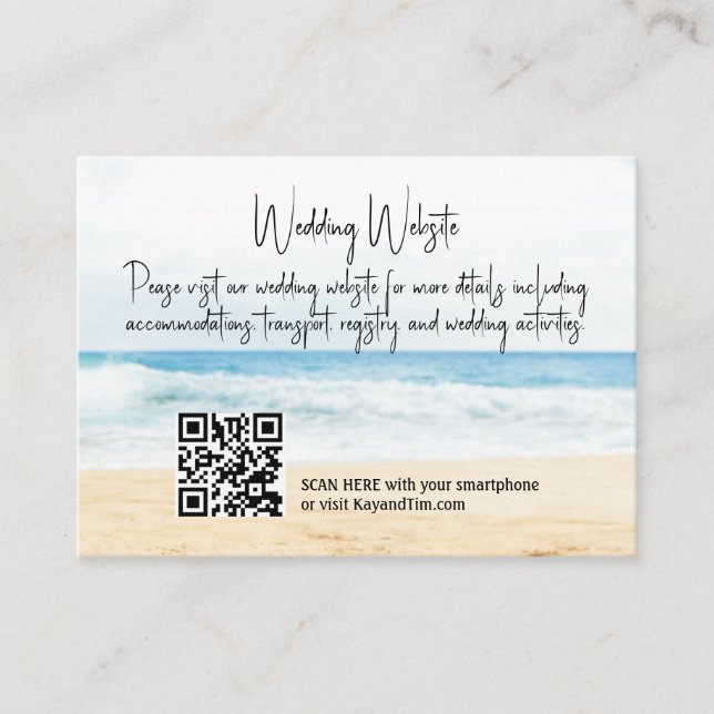 Oceanside Beach Wedding Enclosure Card (Front)