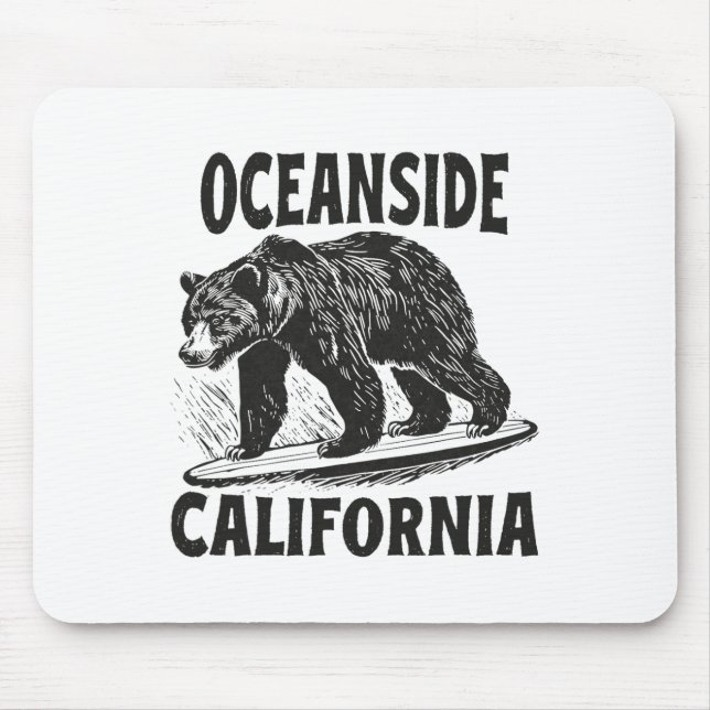 Oceanside California Ca Retro Surfer Beach Surf Vi Mouse Mat (Front)