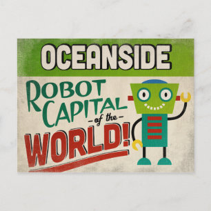 Oceanside California Robot - Funny Vintage Postcard