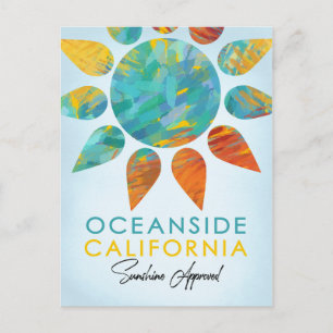 Oceanside California Sunshine Travel Postcard
