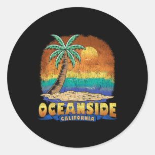 Oceanside California Vintage Distressed Souvenir Classic Round Sticker