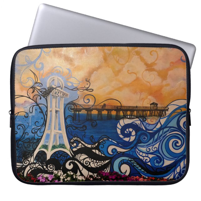 Oceanside Graffiti Laptop Sleeve (Front)