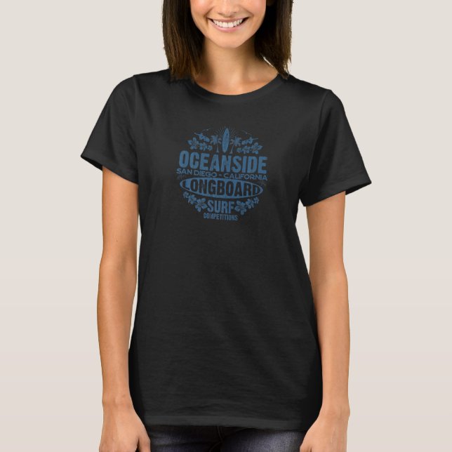 Oceanside Longboard Surf Competitions Vintage Badg T-Shirt (Front)