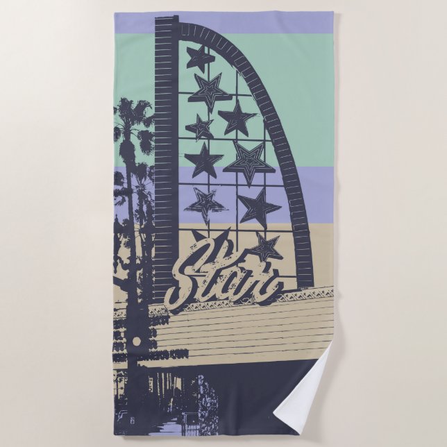 Oceanside Star Cinema Stripes Beach Towel (Front)