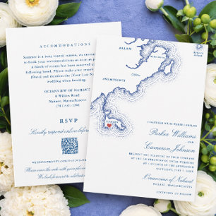 Oceanview of Nahant All in One QR RSVP Wedding Invitation