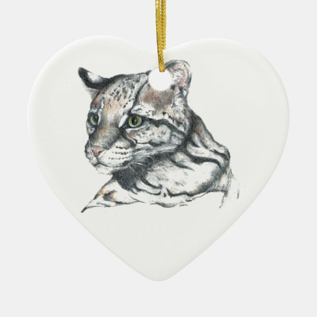Ocelot1 Ceramic Tree Decoration (Front)