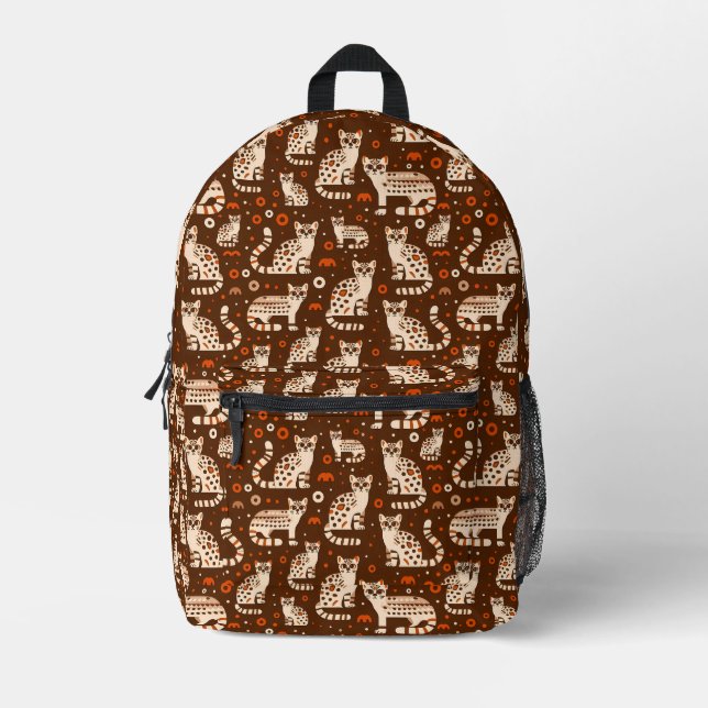Ocelot Pattern Printed Backpack (Front)