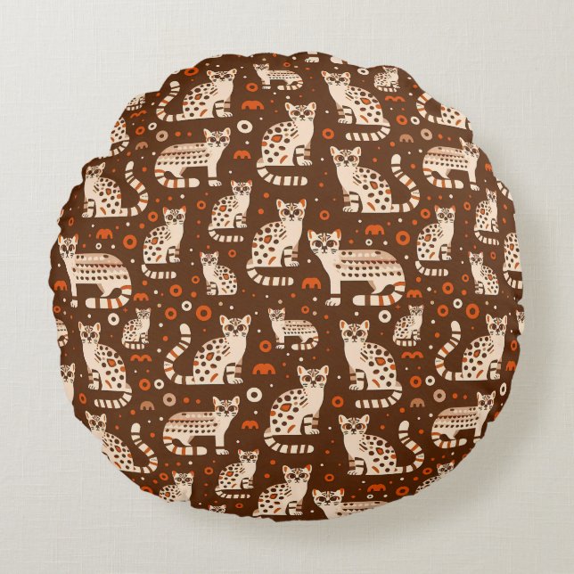 Ocelot Pattern Round Cushion (Front)