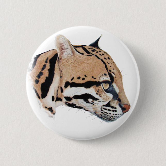 Ocelot Portrait 6 Cm Round Badge (Front)