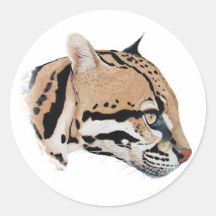 Ocelot Portrait Classic Round Sticker