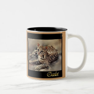 ocelot square 2 Two-Tone coffee mug