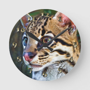 Ocelot - Wild Mini Jaguar Round Clock