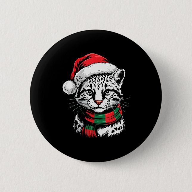 Ocelot Xmas Santa Hat F Christmas Costume  6 Cm Round Badge (Front)
