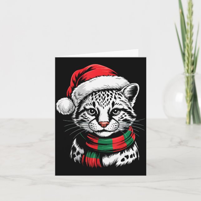 Ocelot Xmas Santa Hat F Christmas Costume  Card (Front)