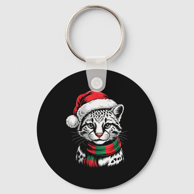Ocelot Xmas Santa Hat F Christmas Costume  Key Ring (Front)
