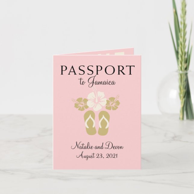Ocho Rios Jamaica Passport Flip Flops Hibiscus Invitation (Front)